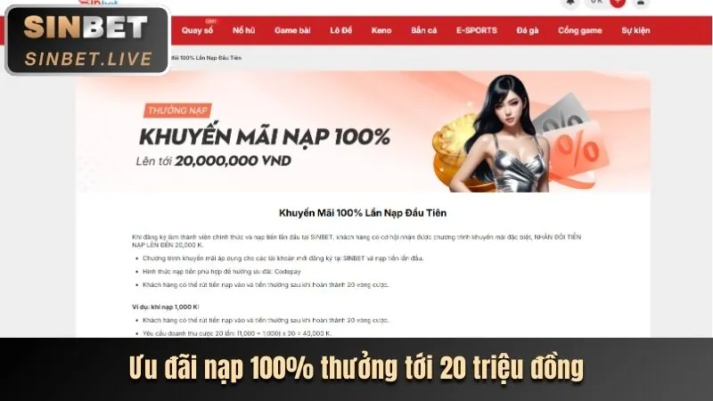 Hình ảnh khuyến mãi chào mừng dành cho người chơi mới tại sinlabet